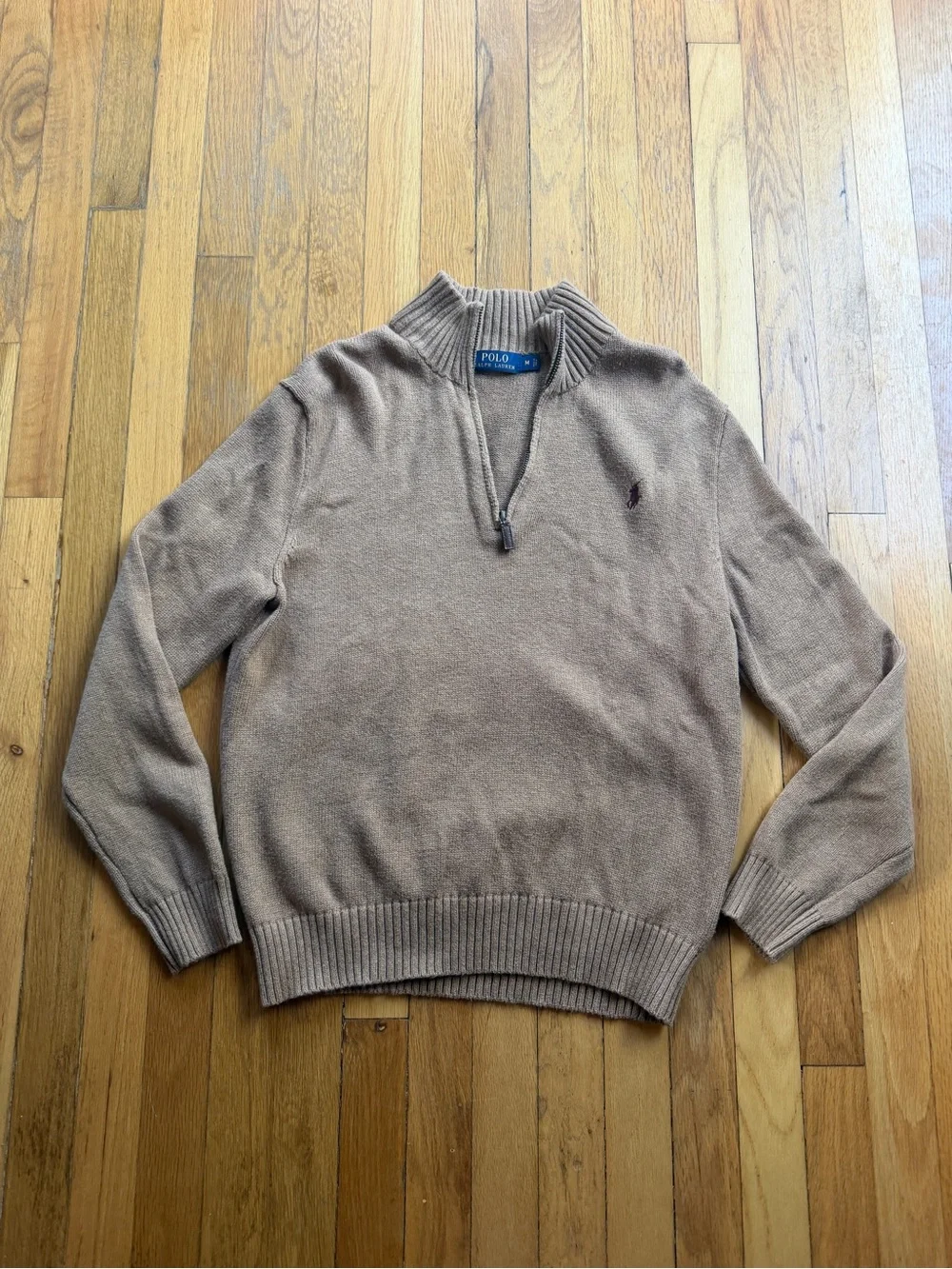 Polo tan quarter zip sweater